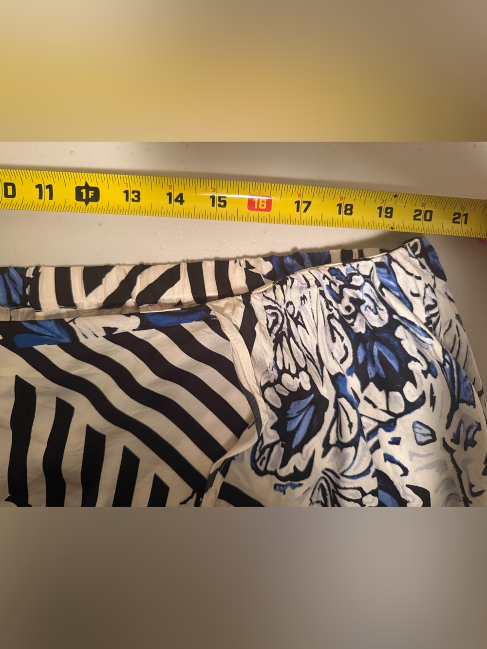 Anthropologie Maeve Asymmetrical Midi Skirt Blue Floral Striped Plus Size 1X - Picture 7 of 12